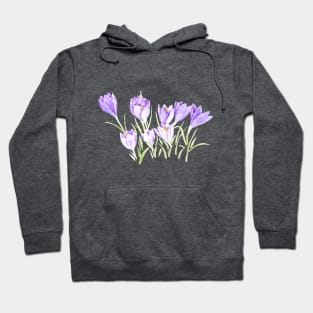 purple crocus flowers watercolor Hoodie